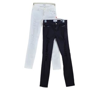 Frame Denim Skinny Jeans Distressed Tapered Womens 27 (26x29) Black White Lot 2